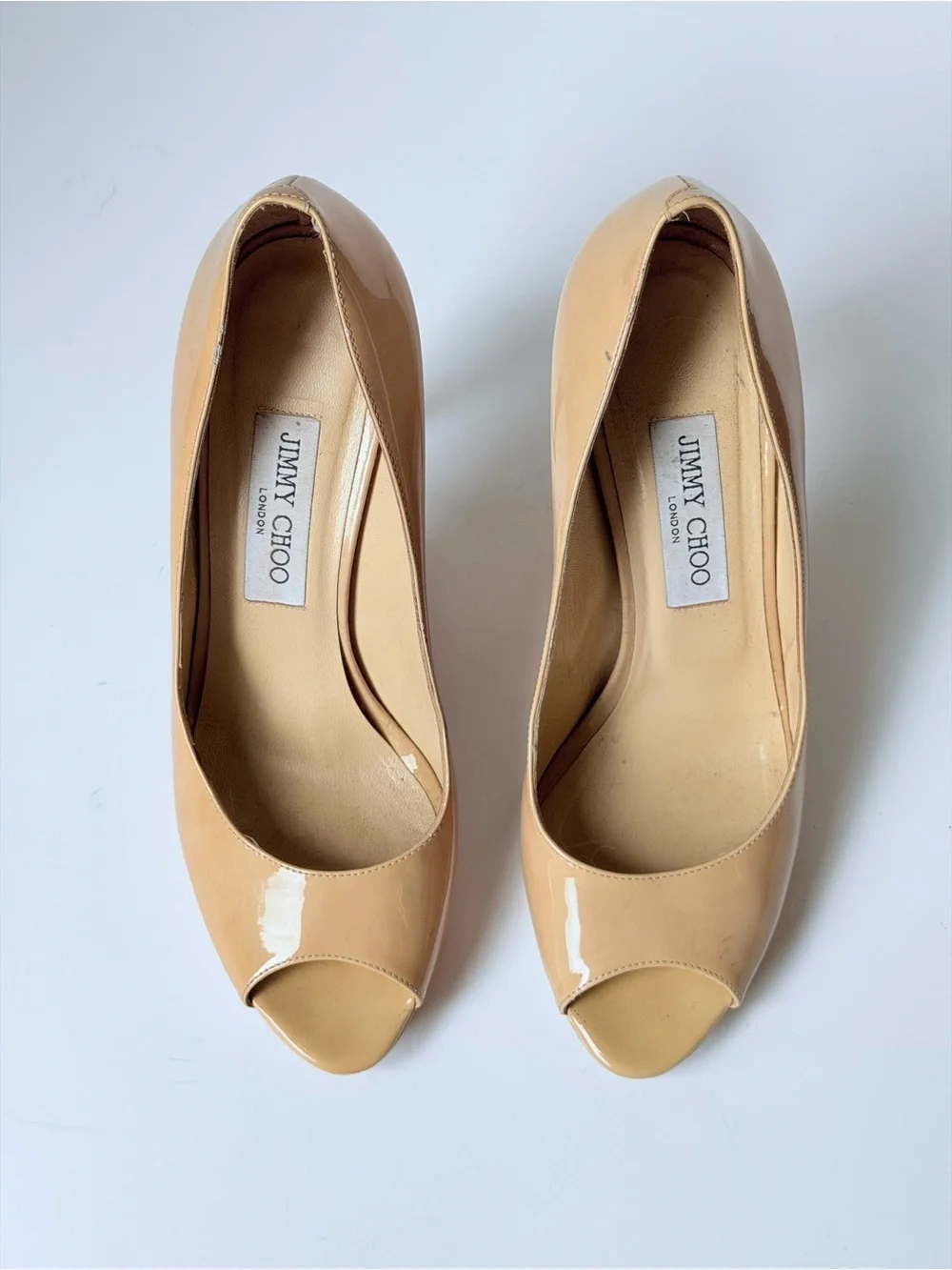JIMMY CHOO Patent Leather Peep Toe Pump Heels - Picture 3 of 13